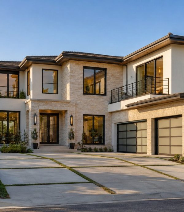 Upscale contemporary home with landscaped frontage